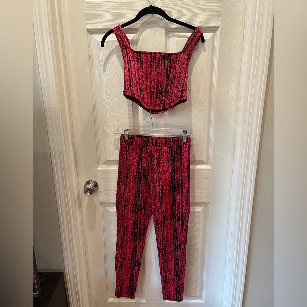 Pink and black Two piece going out pant set